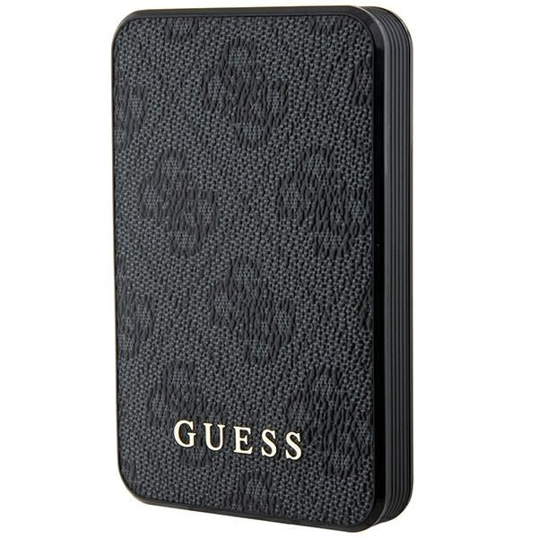 Guess išorinė baterija 15W GUPB5LP4GEGK 5000mAh juoda/juoda 4G Leather Metal Logo