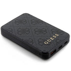 Guess išorinė baterija 15W GUPB5LP4GEGK 5000mAh juoda/juoda 4G Leather Metal Logo