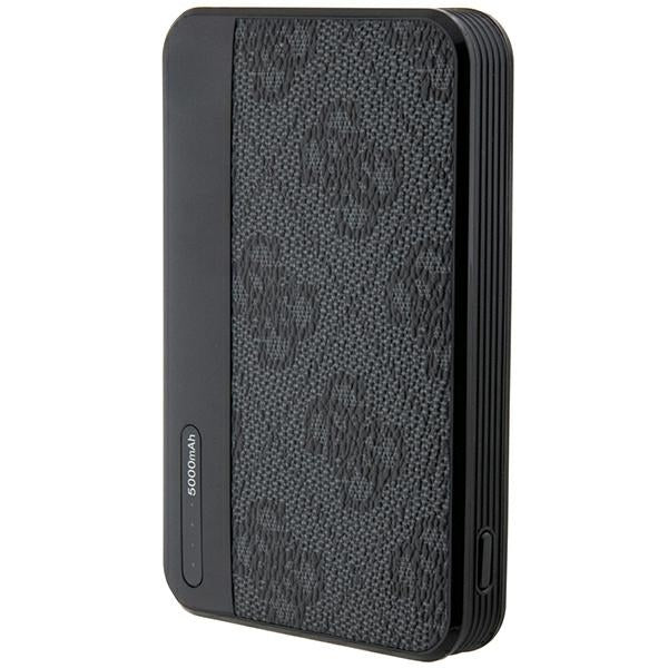 Guess išorinė baterija 15W GUPB5LP4GEGK 5000mAh juoda/juoda 4G Leather Metal Logo