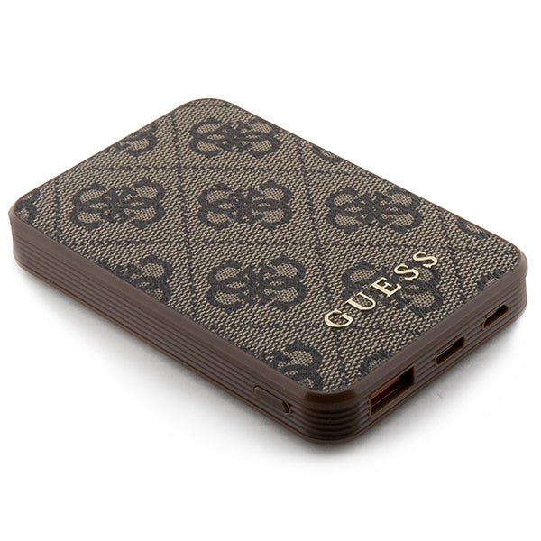 Guess išorinė baterija 15W GUPB5LP4GEGW 5000mAh ruda/ruda 4G Leather Metal Logo