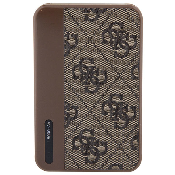 Guess išorinė baterija 15W GUPB5LP4GEGW 5000mAh ruda/ruda 4G Leather Metal Logo