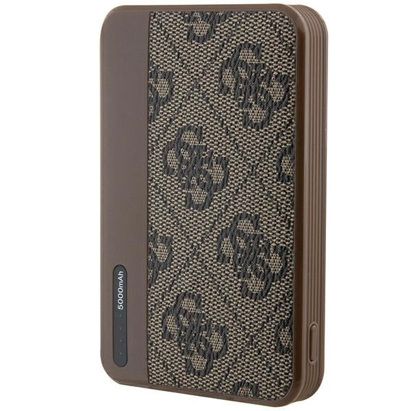 Guess išorinė baterija 15W GUPB5LP4GEGW 5000mAh ruda/ruda 4G Leather Metal Logo