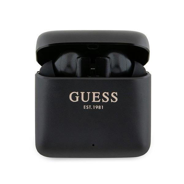 Guess Bluetooth ausinės GUTWSSU20ALEGK TWS + prijungimo stotelė juoda/juoda Spausdintas logotipas