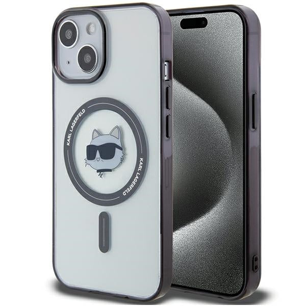 Karlas Lagerfeldas KLHMP15SHCHNOTK iPhone 15 6.1" skaidrus kietas dėklas IML Choupette galva MagSafe