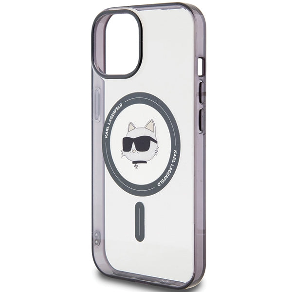 Karlas Lagerfeldas KLHMP15SHCHNOTK iPhone 15 6.1" skaidrus kietas dėklas IML Choupette galva MagSafe