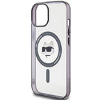 Karlas Lagerfeldas KLHMP15SHCHNOTK iPhone 15 6.1" skaidrus kietas dėklas IML Choupette galva MagSafe