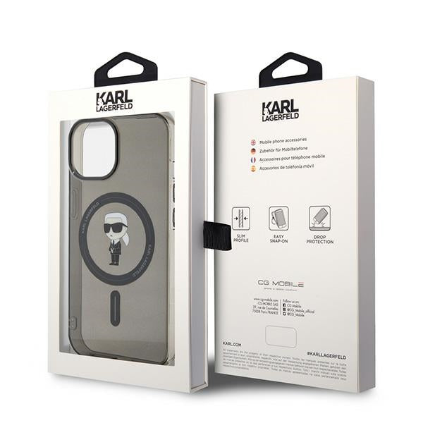 Karl Lagerfeld IML Ikonik MagSafe dėklas iPhone 15 – juodas -- iPhone 15