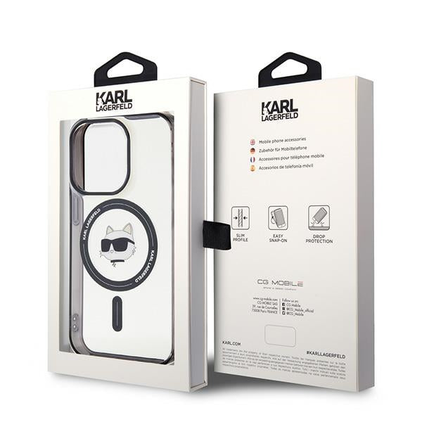 Karlas Lagerfeldas KLHMP15XHCHNOTK iPhone 15 Pro Max 6.7" skaidrus kietas dėklas IML Choupette galva MagSafe
