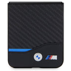BMW Leather Carbon dėklas Samsung Galaxy Z Flip5 – juodas -- Samsung Galaxy Z Flip 5