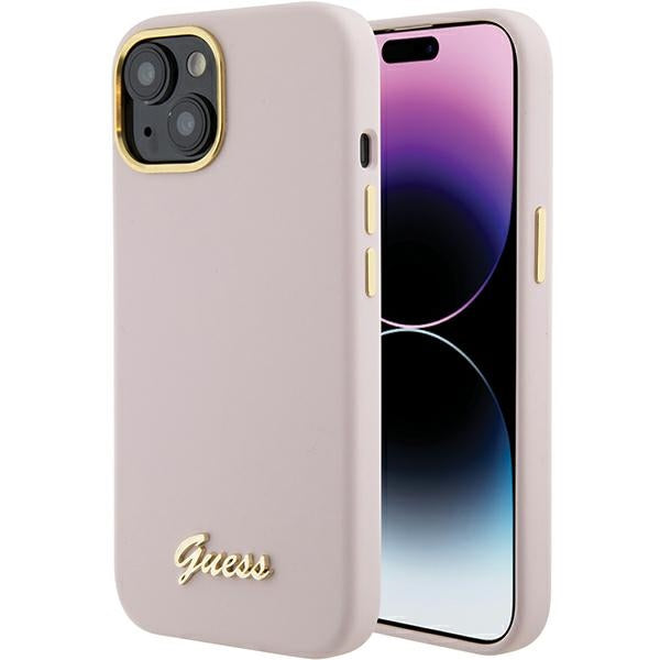 Guess silikoninis dėklas iPhone 15 – rožinis -- iPhone 15
