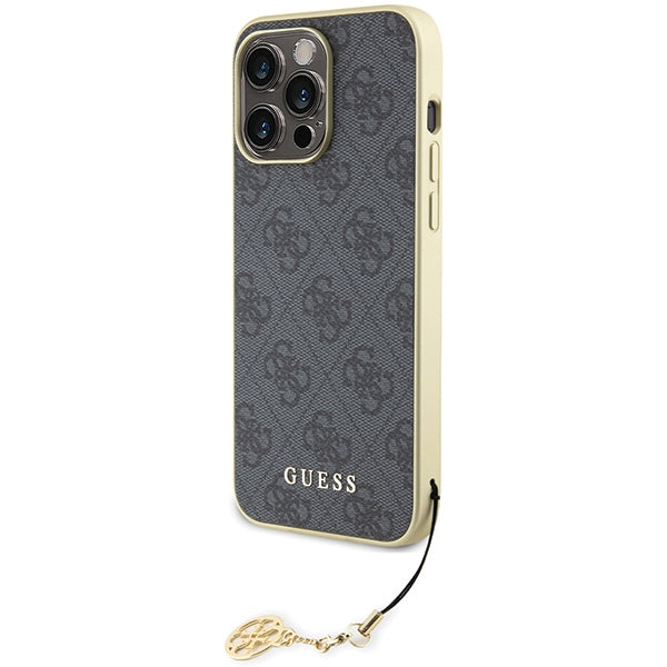 Guess 4G Charms dėklas iPhone 15 Pro Max – pilkas