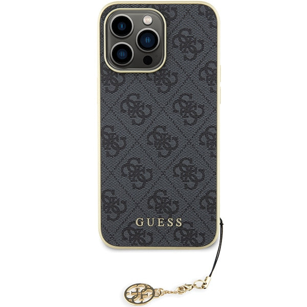 Guess 4G Charms dėklas iPhone 15 Pro Max – pilkas