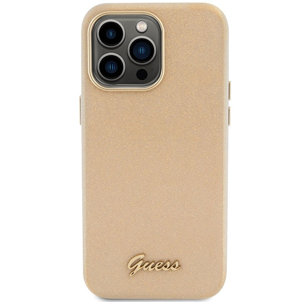 Guess blizgus dėklas iPhone 15 Pro Max – auksinis