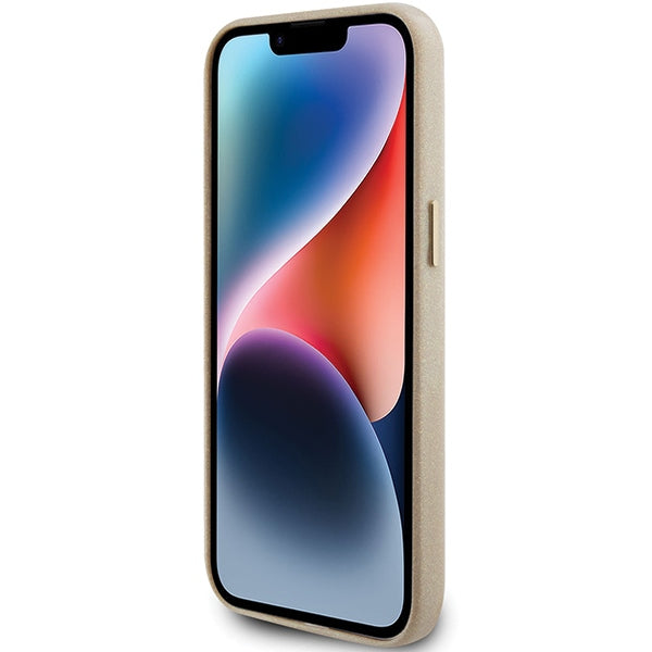 Guess blizgus dėklas iPhone 15 Pro Max – auksinis