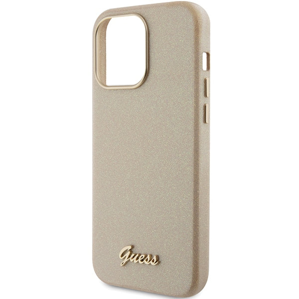 Guess blizgus dėklas iPhone 15 Pro Max – auksinis