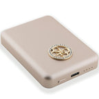 Guess MagSafe 4G Strassed Metal Logo indukcinė išorinė baterija 15W 5000mAh - auksinė