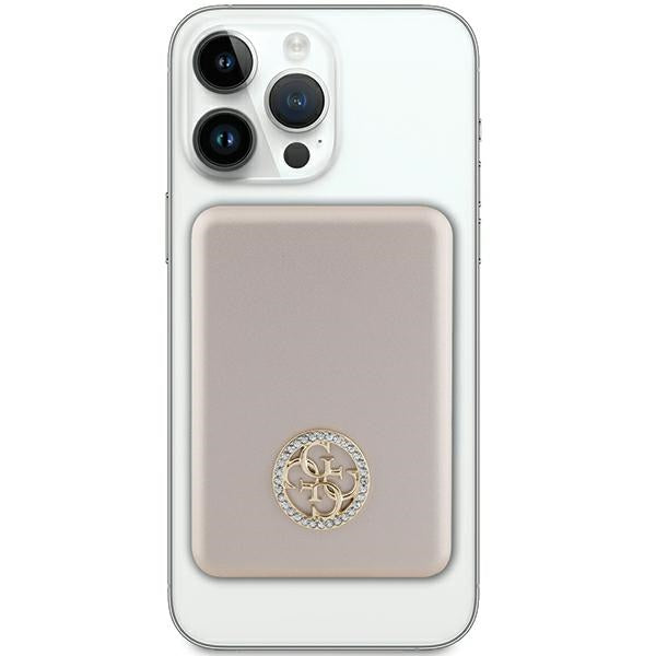 Guess MagSafe 4G Strassed Metal Logo indukcinė išorinė baterija 5W 3000mAh - auksinis