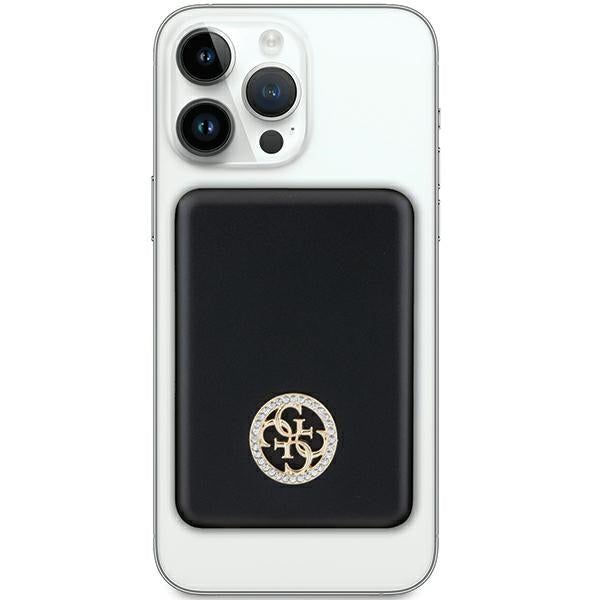 Guess MagSafe 4G Strassed Metal Logo indukcinė išorinė baterija 5W 3000mAh - juodas