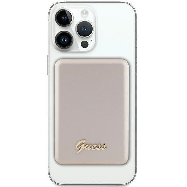 Guess MagSafe Metal Script Logo indukcinė išorinė baterija 5W 3000mAh - auksinis