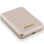 Guess MagSafe Metal Script Logo indukcinė išorinė baterija 5W 3000mAh - auksinis