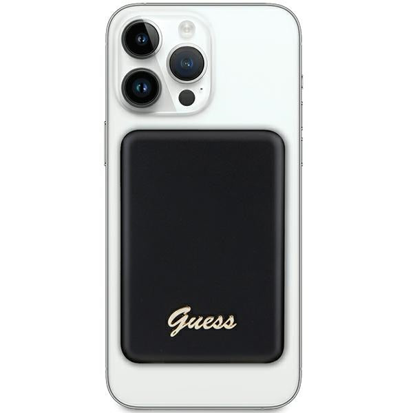 Guess MagSafe Metal Script Logo indukcinė išorinė baterija 5W 3000mAh - juodas