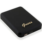 Guess MagSafe Metal Script Logo indukcinė išorinė baterija 5W 3000mAh - juodas