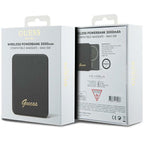Guess MagSafe Metal Script Logo indukcinė išorinė baterija 5W 3000mAh - juodas