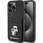 Karl Lagerfeld dėklas su kortelių kišene iPhone 15 Pro – juodas