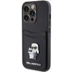 Karl Lagerfeld dėklas su kortelių kišene iPhone 15 Pro – juodas