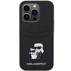 Karl Lagerfeld dėklas su kortelių kišene iPhone 15 Pro – juodas