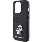 Karl Lagerfeld dėklas su kortelių kišene iPhone 15 Pro – juodas
