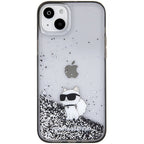 Karl Lagerfeld Liquid Glitter Choupette dėklas iPhone 15 Plus – skaidrus