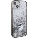 Karl Lagerfeld Liquid Glitter Choupette dėklas iPhone 15 Plus – skaidrus