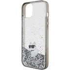 Karl Lagerfeld Liquid Glitter Choupette dėklas iPhone 15 Plus – skaidrus