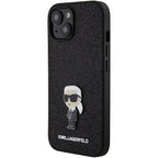 Karl Lagerfeld blizgus dėklas iPhone 15 – juodas