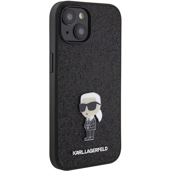 Karl Lagerfeld blizgus dėklas iPhone 15 – juodas