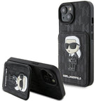 Karl Lagerfeld dėklas iPhone 15 – juodas, kortelėms