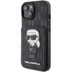 Karl Lagerfeld dėklas iPhone 15 – juodas, kortelėms