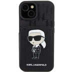 Karl Lagerfeld dėklas iPhone 15 – juodas, kortelėms