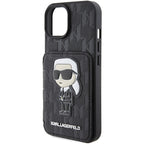 Karl Lagerfeld dėklas iPhone 15 – juodas, kortelėms