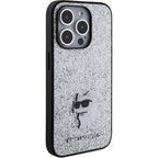 Karl Lagerfeld blizgus dėklas iPhone 15 Pro Max – sidabrinis