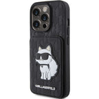 Karl Lagerfeld dėklas iPhone 15 Pro Max – juodas, su stovu