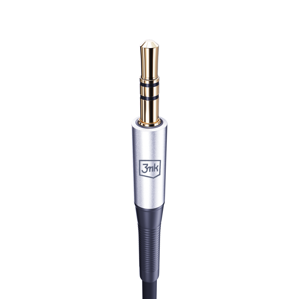 3mk AUX minijack 3.5 mm / USB-C kabelis – sidabrinis -- Cell phone cables