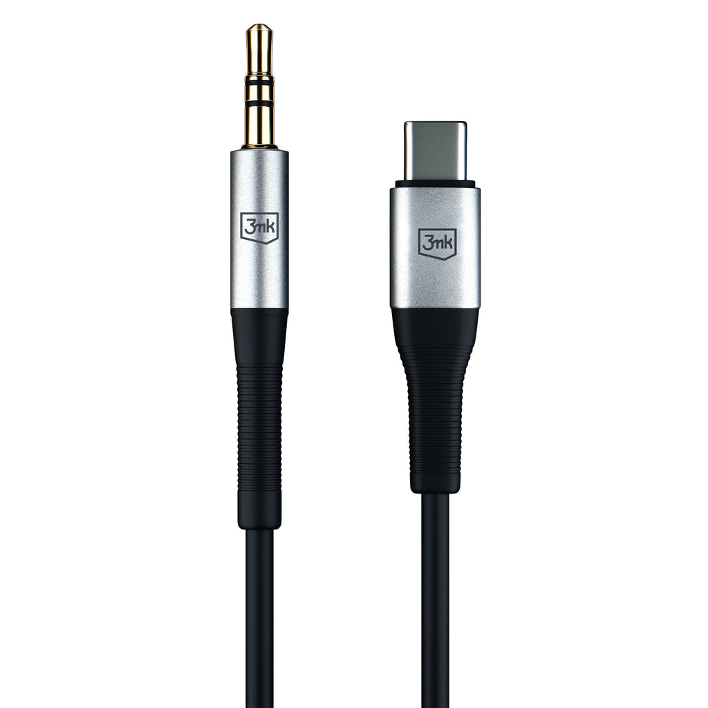 3mk AUX minijack 3.5 mm / USB-C kabelis – sidabrinis -- Cell phone cables