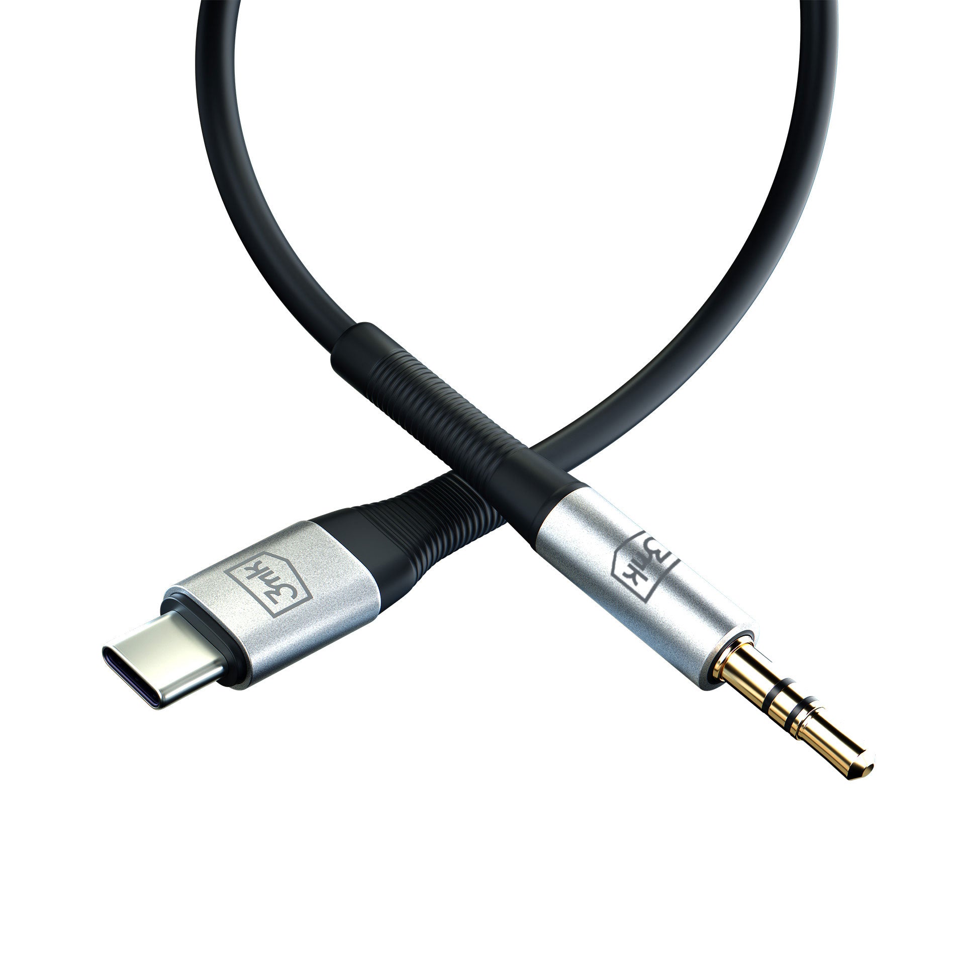 3mk AUX minijack 3.5 mm / USB-C kabelis – sidabrinis -- Cell phone cables
