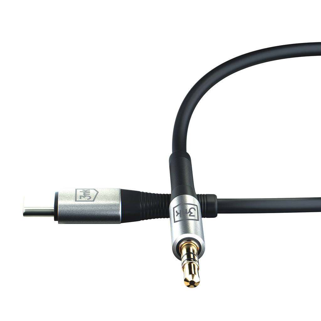 3mk AUX minijack 3.5 mm / USB-C kabelis – sidabrinis -- Cell phone cables