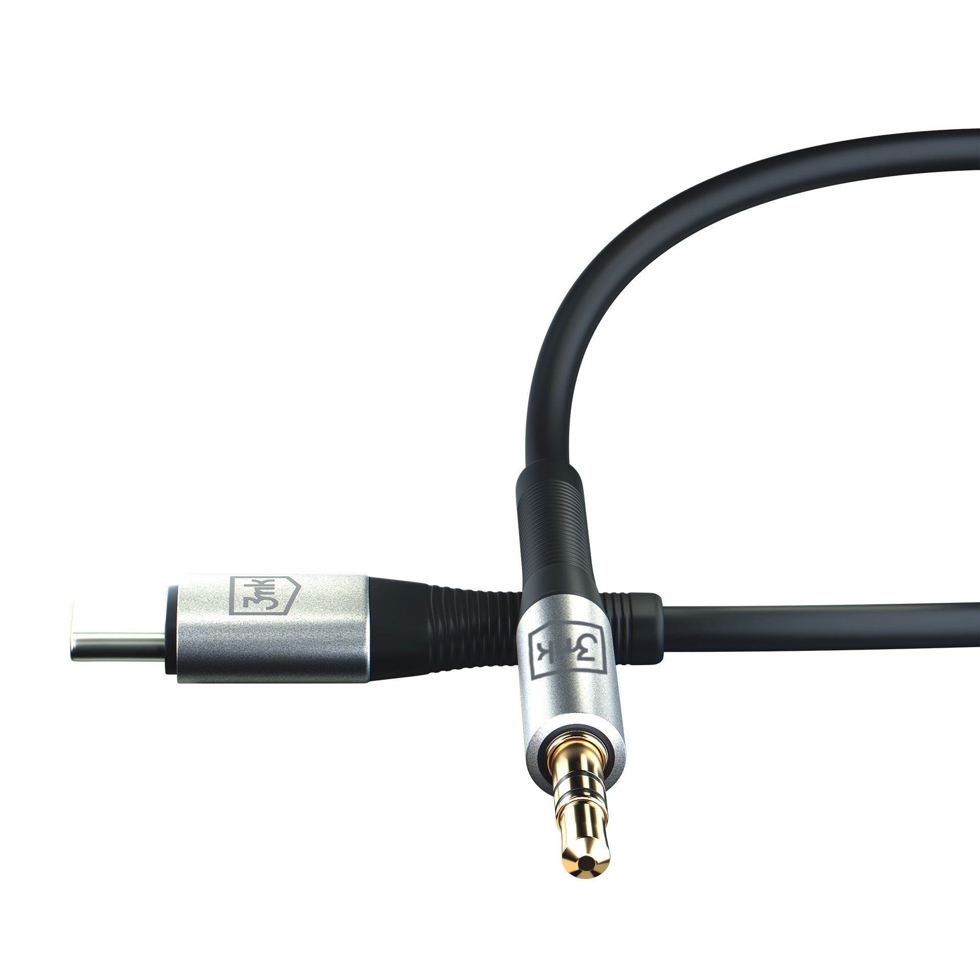 3mk AUX minijack 3.5 mm / USB-C kabelis – sidabrinis -- Cell phone cables