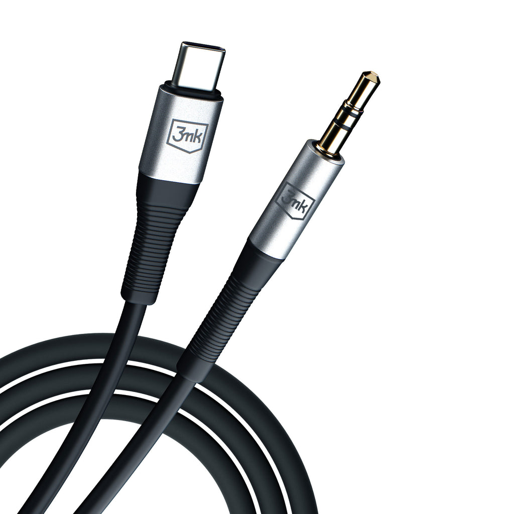 3mk AUX minijack 3.5 mm / USB-C kabelis – sidabrinis -- Cell phone cables