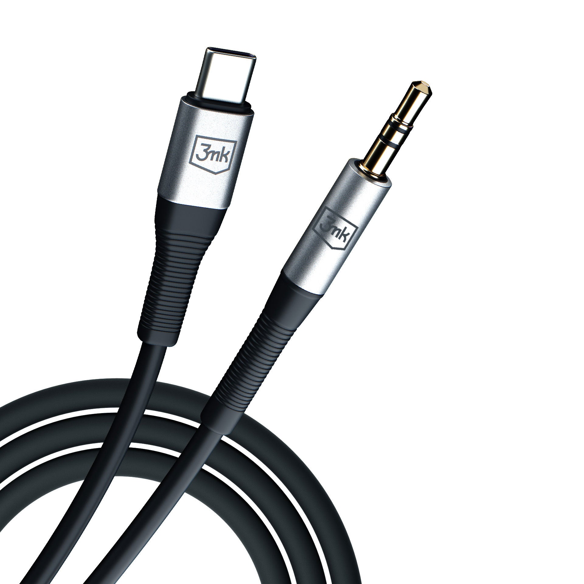 3mk AUX minijack 3.5 mm / USB-C kabelis – sidabrinis -- Cell phone cables