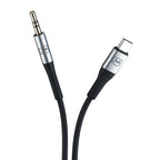 3mk AUX minijack 3.5 mm / USB-C kabelis – sidabrinis -- Cell phone cables